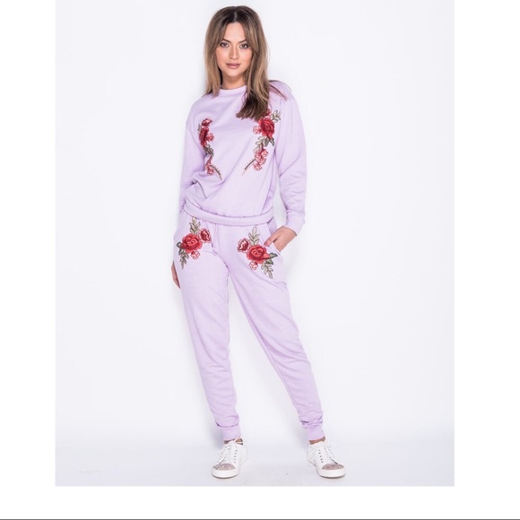 boutique Pants - FLOWER EMBROIDERY SET